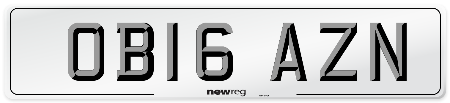 OB16 AZN Number Plate from New Reg
